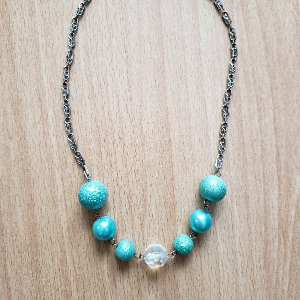 BRAND NEW! Aqua Turquoise Beaded Chain Necklace
